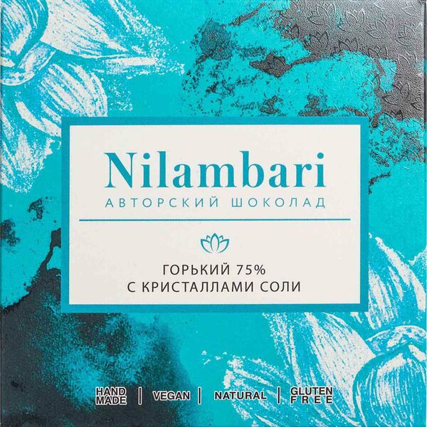 Шоколад горький Nilambari с кристаллами соли 75% какао