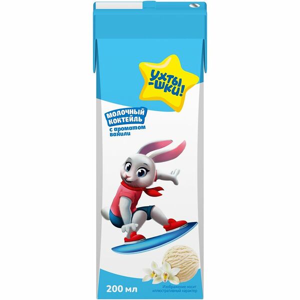 Коктейль Ухтышки с ароматом ванили молочный ультрапастеризованный 3.2% 200мл