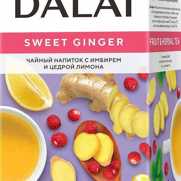 Чайный напиток Dalai Sweet Ginger с имбирем и цедрой лимона, 25×1,2 г
