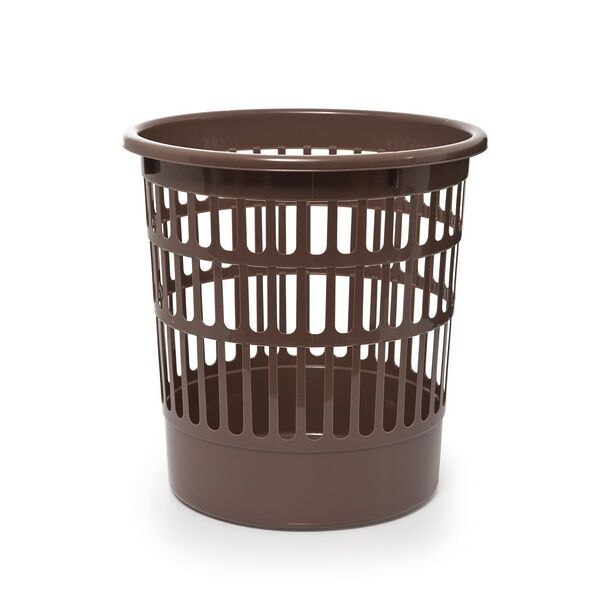Корзина для бумаг Полимербыт, 9,5л, коричневый, пластик