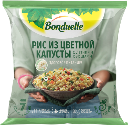 

Овощная смесь замороженная Бондюэль Рис из цветной капусты с летними овощами 400 г