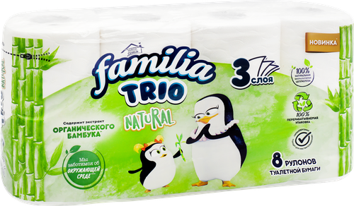 

Туалетная бумага Familia Trio 8 рулонов 3 слоя