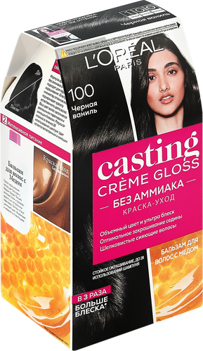 

L'Oreal Paris Стойкая краска-уход для волос "Casting Creme Gloss" без аммиака, оттенок 100, Черная ваниль, 180 мл