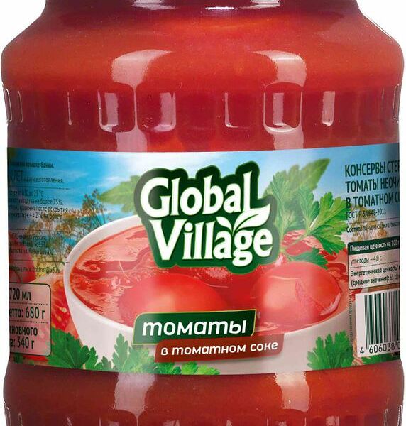 Томаты Global Village в томатном соке, 680 г