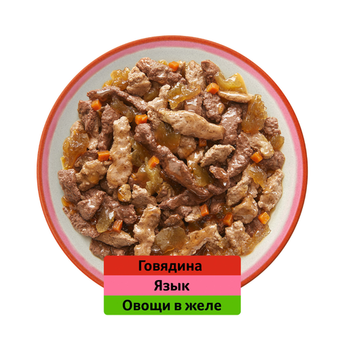 

Влажный корм для кошек Whiskas Аппетитный микс с говядиной языком и овощами в желе 75 г