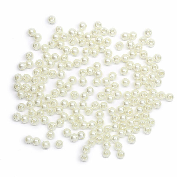 Бусины круглые, пластик, 4мм, 25гр(003 NL телесный)