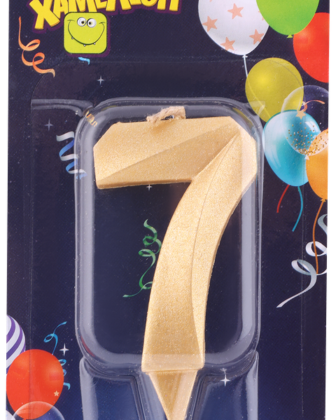 Свеча ХАМЕЛЕОН Цифра 7 Грань, золото