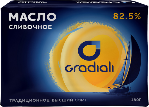 

Масло сливочное GRADIALI 82,5%, без змж, 180г