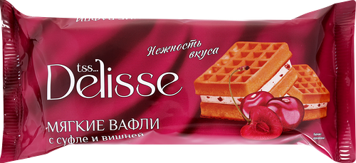 Вафли мягкие DELISSE с суфле и вишней, 122г