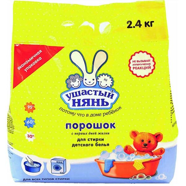 Стиральный порошок для детского белья Ушастый нянь универсальный 2,4кг