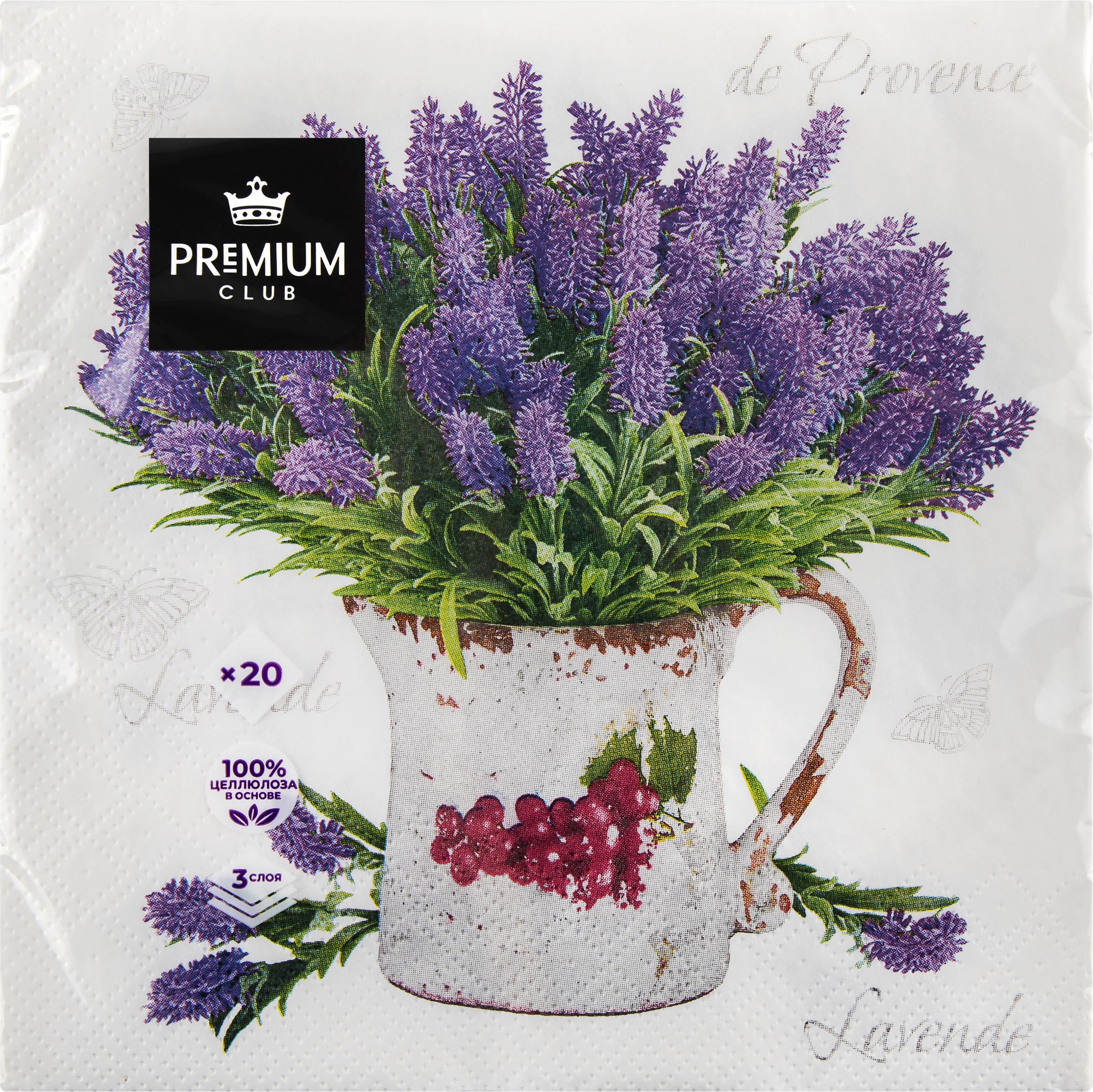 

Салфетки бумажные PREMIUM CLUB Цветы Классики 3-слоя 33х33см, 20шт