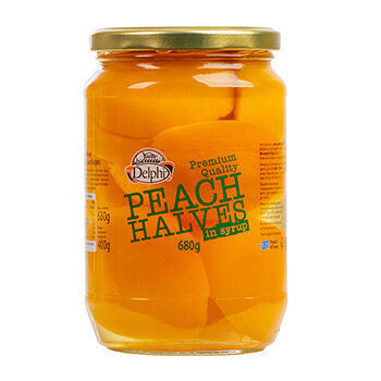 Персики Delphi половинки отборные в сиропе