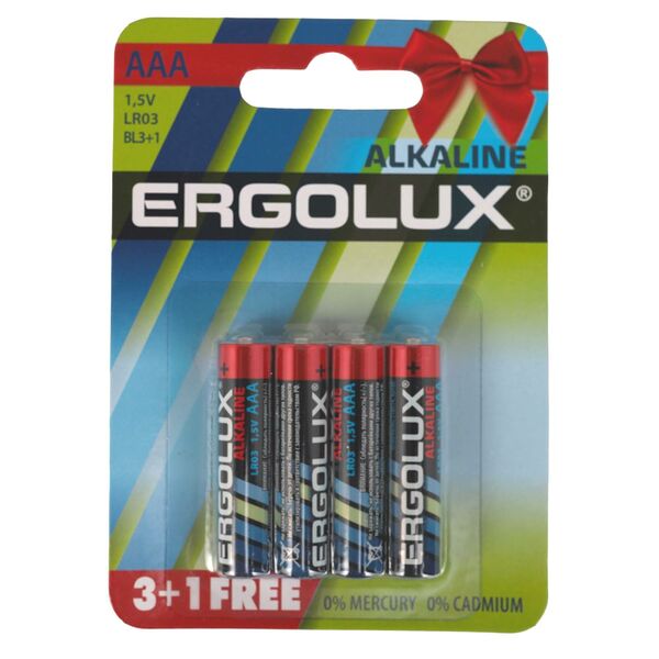 Элемент питания Ergolux Alkaline AAA-LR03 4 шт.