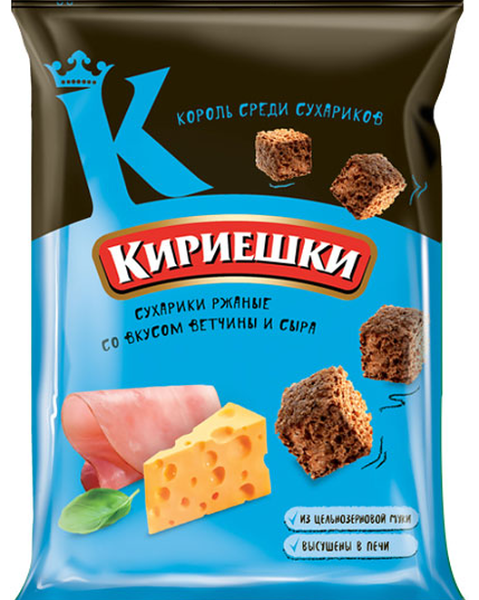 Сухарики ржаные Кириешки со вкусом ветчины с сыром