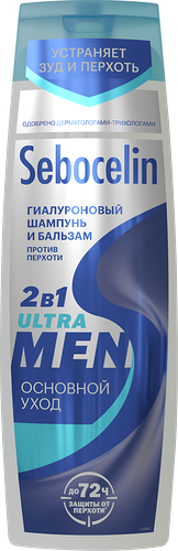 Шампунь-бальзам для волос Librederm Sebocelin Men Основной уход Гиалуроновый 2в1 против перхоти, 400мл