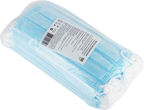 

Маска медицинская одноразовая Феникс эконом 3-слоя из нетканых материалов 175ммх9, 50шт