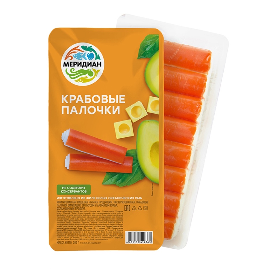 

Крабовые палочки Меридиан охлажденные 200 г