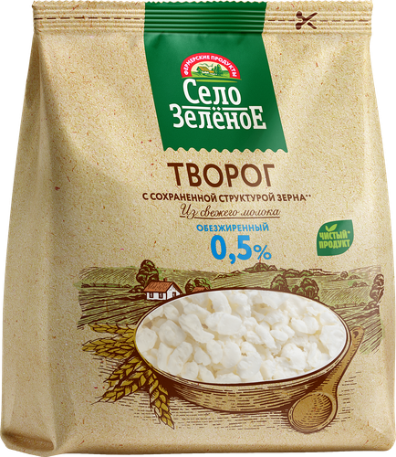 

Творог Село Зелёное с сохранённой структурой зерна обезжиренный 0.5% 200 г