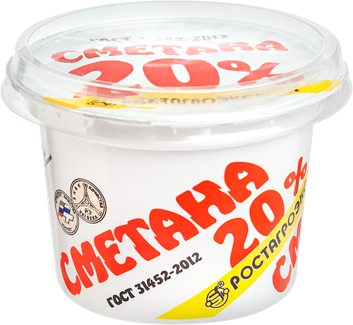 Сметана РОСТАГРОЭКСПОРТ 20%, без змж, 180г