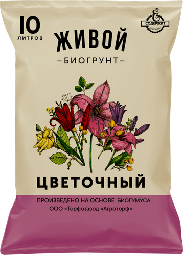 

Биогрунт ЖИВОЙ ГРУНТ Цветочный, 10л