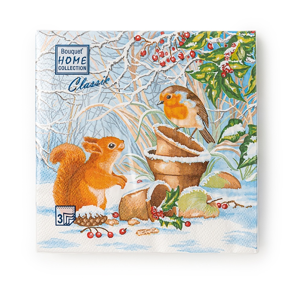 

Салфетки одноразовые Bouquet Home Collection Новогодняя беседа 33 x 33 см 3 слоя 20 шт.
