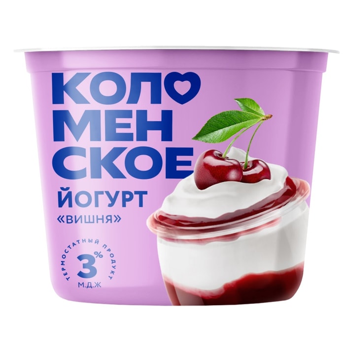 

Йогурт Коломенское вишня термостатный 3% 130 г
