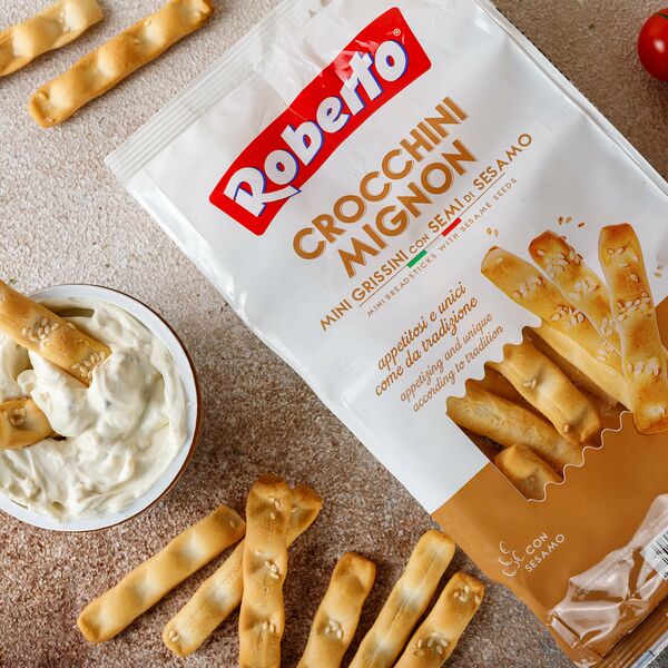 Палочки Хлебные Гриссини Кроккини миньон с кунжутом Roberto