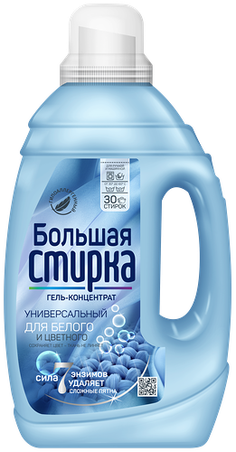 Гель для стирки Большая Стирка Universal 2 в 1, 1.2 л
