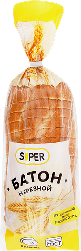 Батон SUPER Нарезной, высший сорт, 400г