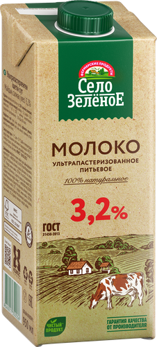 

Молоко Село Зелёное ультрапастеризованное 3.2% 950 мл