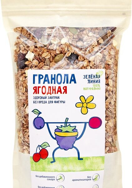 Гранола Зеленая линия Ягодная 300г