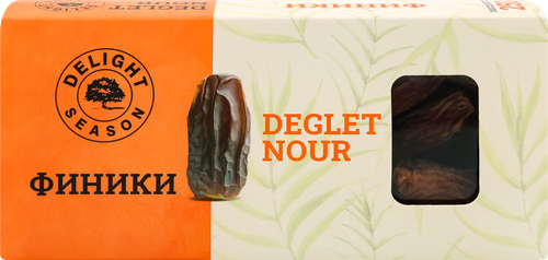 

Финики сушеные с косточкой DELIGHT SEASON сорт Деглет нур, 250г