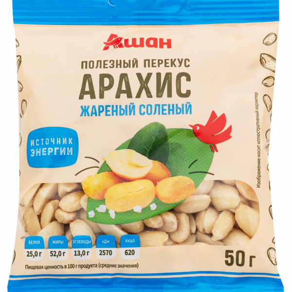 Арахис жареный Ашан Красная птица соленый