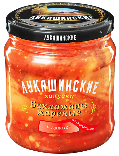 Баклажаны жареные по-деревенски Лукашинские закуски в аджике 460г