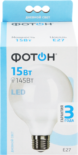 

Лампа светодиодная ФОТОН LED G95 15W E27 4000K