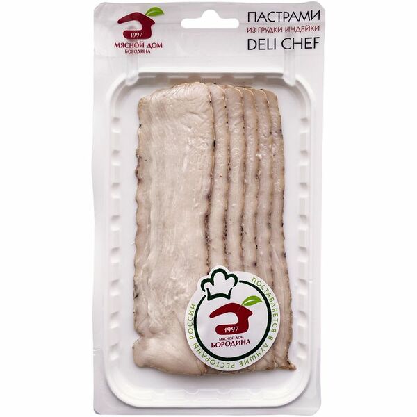 Пастрами из индейки Мясной дом Бородина DeliChef копчёно-варёная вес