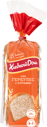 

Хлеб Хлебный дом Геркулес с отрубями нарезка 500 г