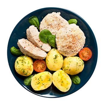 

Котлеты Уже Готово из мяса птицы паровые с отварным картофелем 290 г