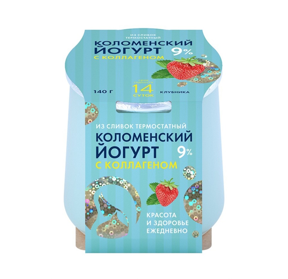 

Йогурт термостатный Коломенский с коллагеном и клубникой БЗМЖ 9% 140 г