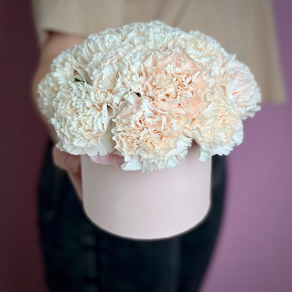 Кремовые гвоздики в коробке XS