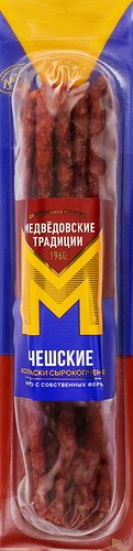 Колбаски сырокопченые МЕДВЕДОВСКИЕ ТРАДИЦИИ Чешские полусухие, 70г