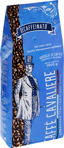 

Кофе зерновой Caffe Cavaliere Miscela Di Caffe Decaffeinato натуральный жареный, без кофеина, 1 кг