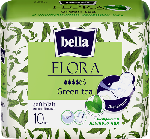 

Прокладки Bella Flora Green Tea с экстрактом зеленого чая 10 шт.