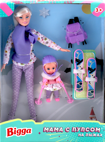 

Набор игровой BIGGA Кукла с пупсом на лыжах, 6 предметов Арт. LF001