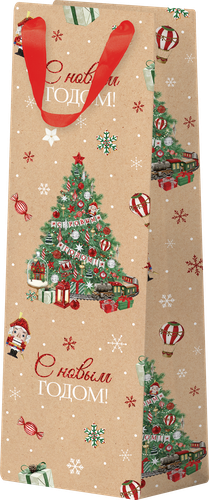 

Пакет подарочный Snow крафт, 12x38x10см, под бутылку, Арт. KBP, в ассортименте