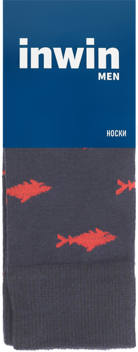 

Носки мужские INWIN р. 25–29 темно-синие с акулами, Арт. BPF21/men01-shark
