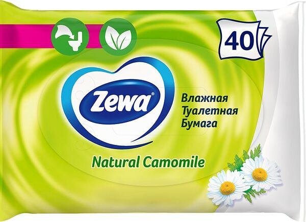 Туалетная бумага Zewa Ромашка влажная 40шт