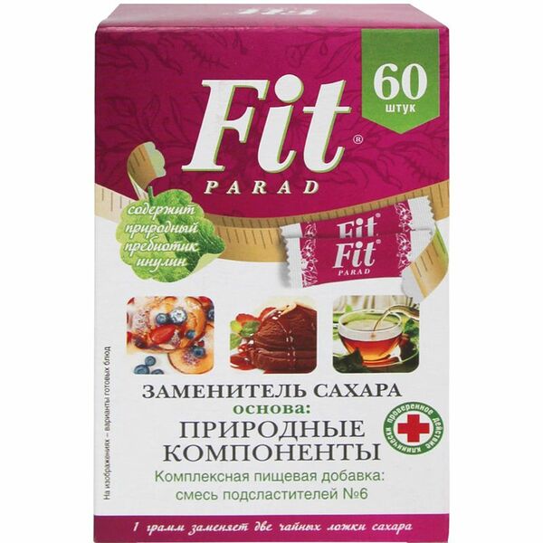 Fit Parad Заменитель сахара Стевия №6 стики 60 шт