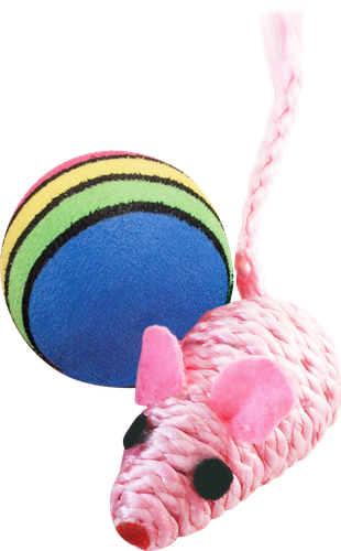 

Набор игрушек для кошек Triol Активная игра 2 предмета: мяч 3.5 см и мышь 5 см дизайн в ассортименте