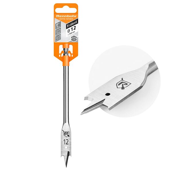 Сверло по дереву Rennbohr перовое, 12х152 мм